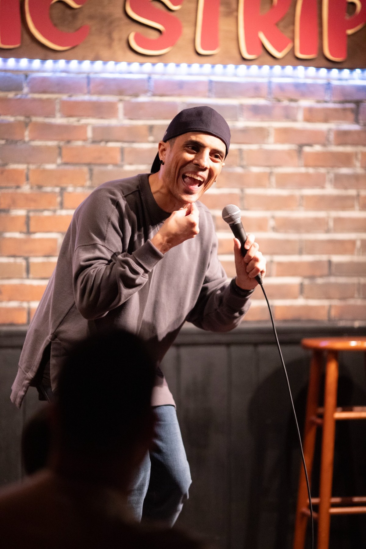 Eman Morgan performing at The Comic Strip